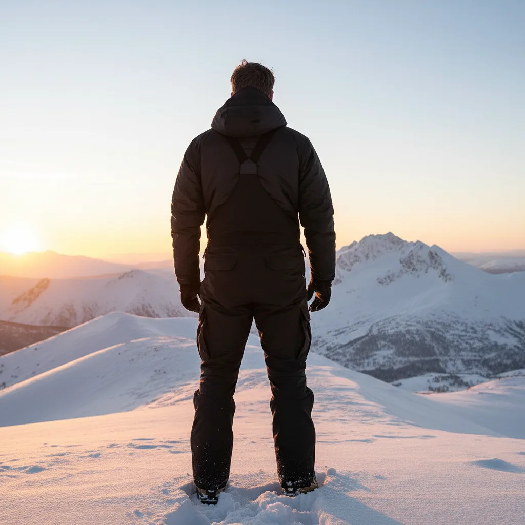 Arctic Pro Bibs showcased on field tester on ice