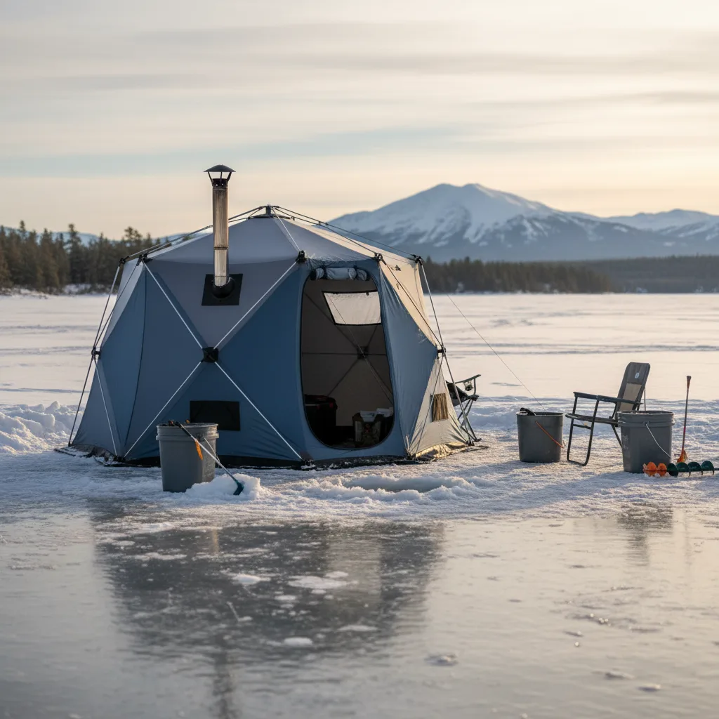 Thermal shelter set up on ice