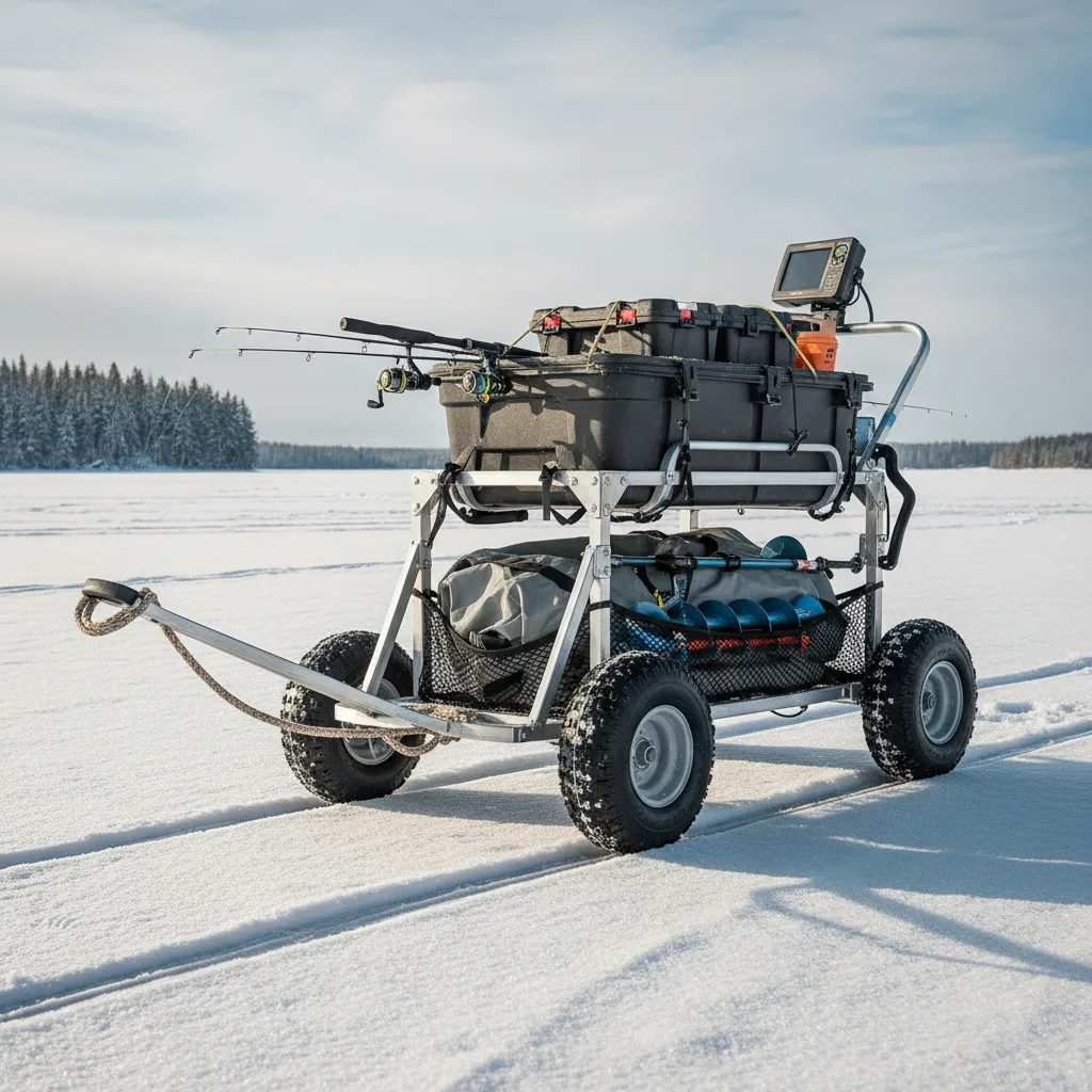 Heavy-duty ice sled with gear for hauling storage