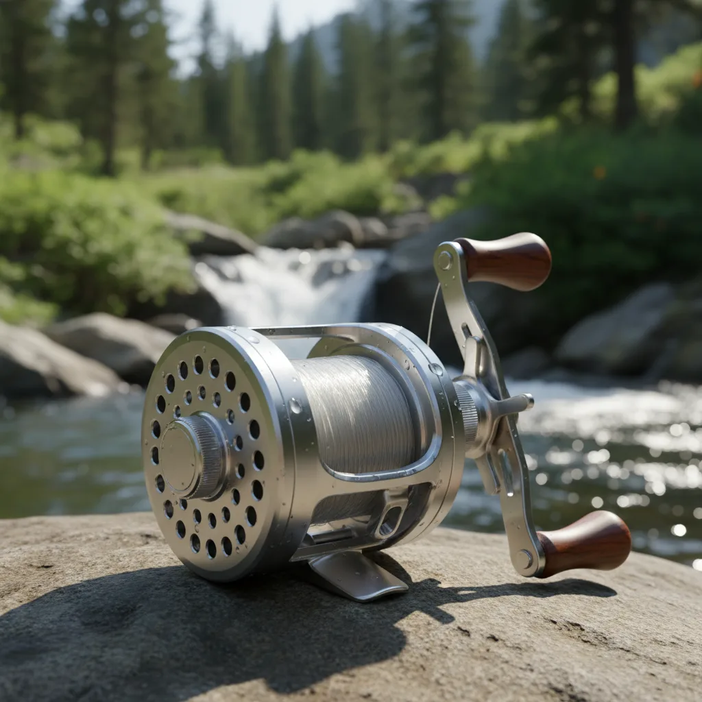 Close-up of micro-inertia inline fishing reel