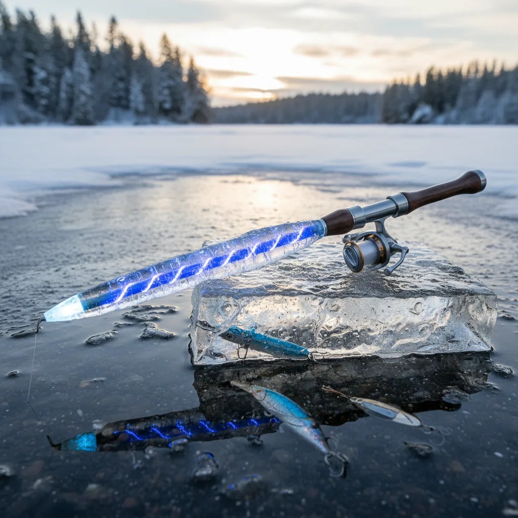 Short, sensitive ice fishing rod
